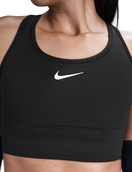 Nike Swoosh Pocket Medium-Support Sports Bra - Black/Whiteimages2- The Sports Edit