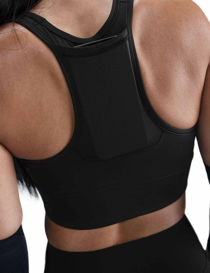 Nike Swoosh Pocket Medium-Support Sports Bra - Black/Whiteimages3- The Sports Edit
