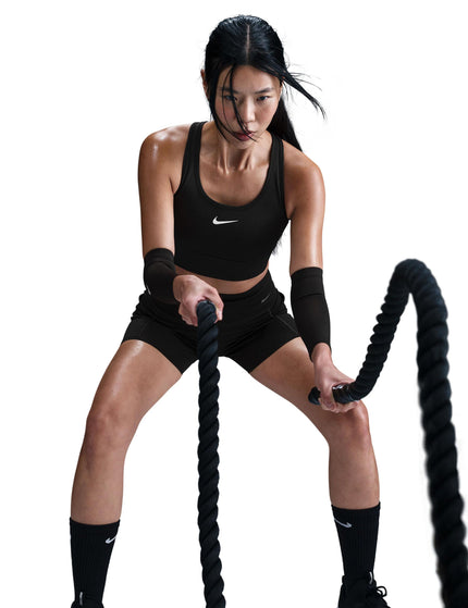 Nike Swoosh Pocket Medium-Support Sports Bra - Black/Whiteimages6- The Sports Edit