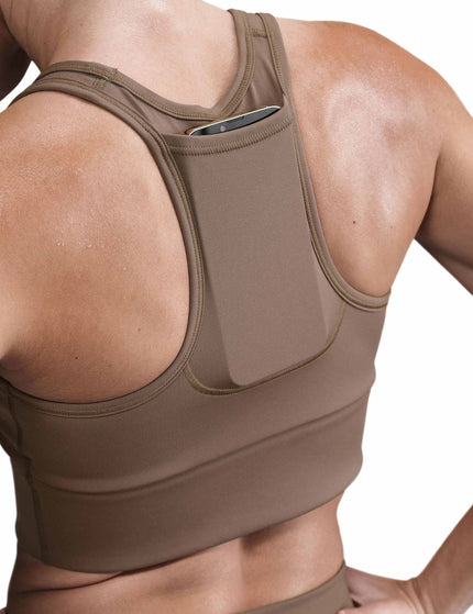 Nike Swoosh Pocket Medium-Support Sports Bra - Mink Brown/Whiteimages4- The Sports Edit