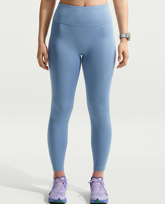 Tempo High Waisted 7/8 Running Leggings - Work Blue/Reflective Silver