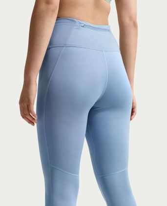 Tempo High Waisted 7/8 Running Leggings - Work Blue/Reflective Silver
