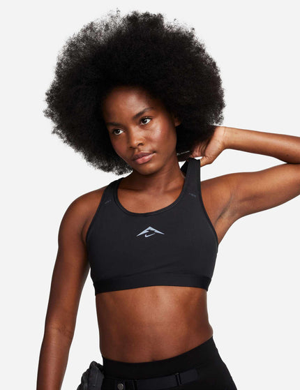 Nike Trail Swoosh On-The-Run Sports Bra - Black/Dark Smoke Greyimages1- The Sports Edit