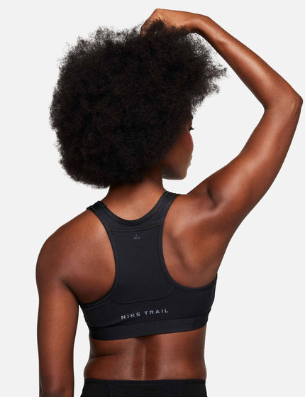 Nike Trail Swoosh On-The-Run Sports Bra - Black/Dark Smoke Greyimages2- The Sports Edit