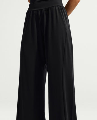 Zenvy Dri-FIT High Waisted Wide-Leg Pants - Black/Cool Grey