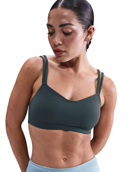 Nike Zenvy Strappy Sports Bra - Seaweed/Whiteimages1- The Sports Edit