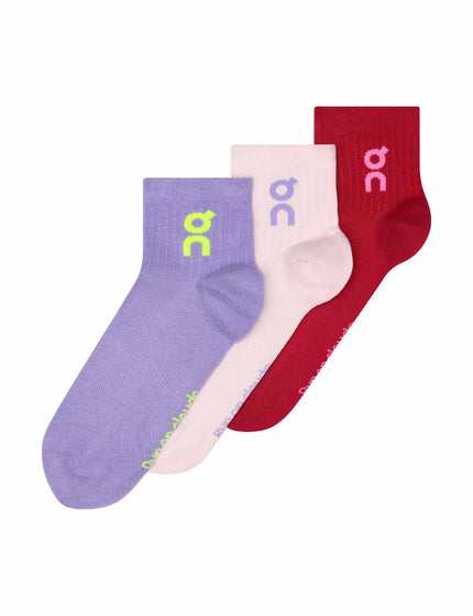 ON Running Logo Sock Mid 3P - Orchid/Cometimages1- The Sports Edit