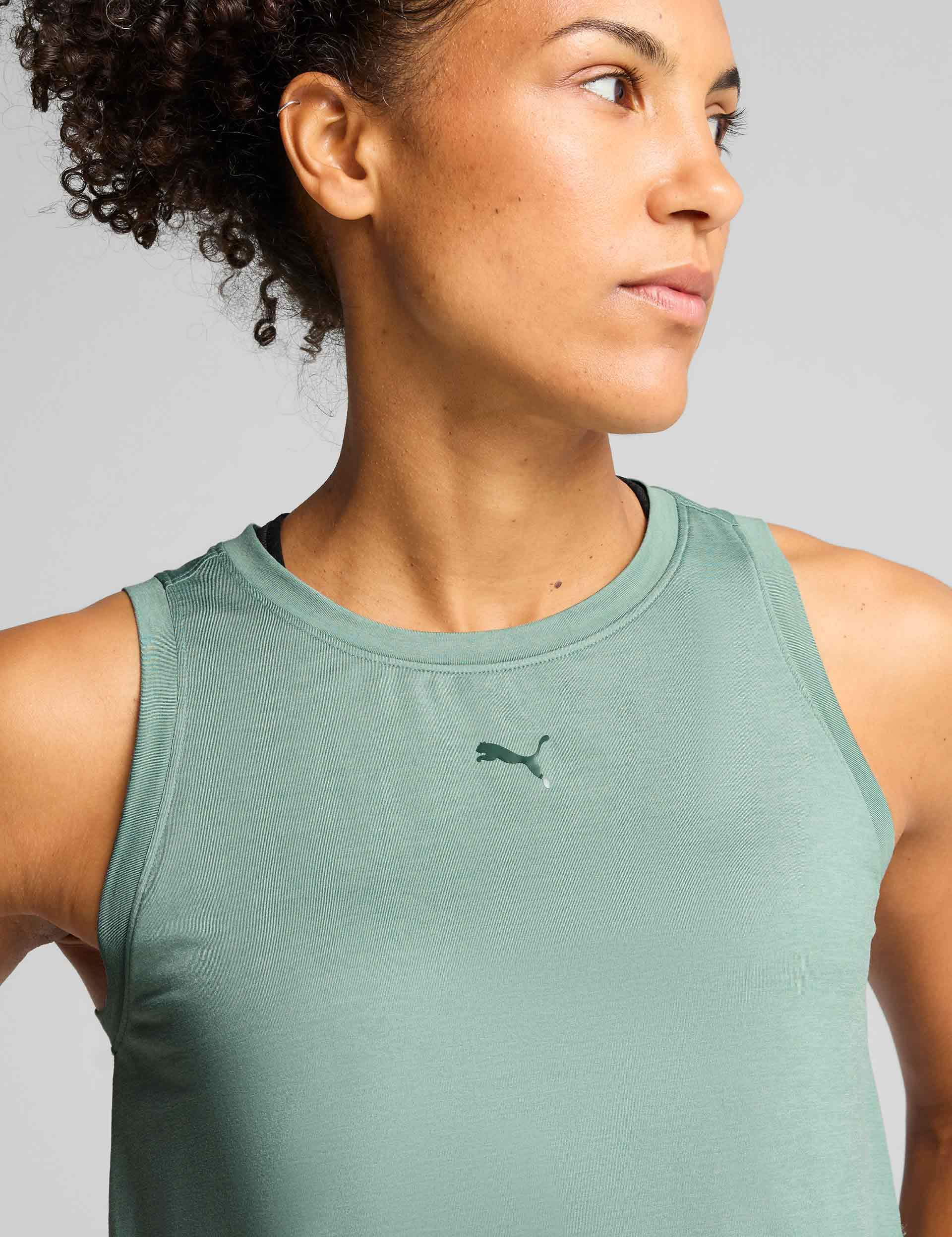 PUMA | Cloudspun Sleeveless Tank - Green Moon | The Sports Edit