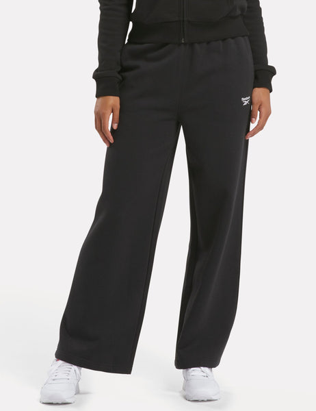 Reebok Identity Fleece Wide Leg Pants Black The Sports Edit