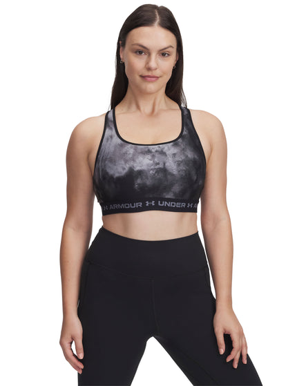 Under Armour Armour Mid Crossback Printed Sports Bra - Black/Titan Greyimages3- The Sports Edit