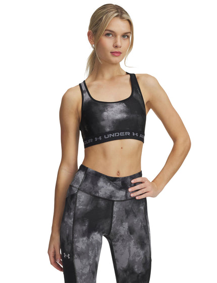 Under Armour Armour Mid Crossback Printed Sports Bra - Black/Titan Greyimages1- The Sports Edit