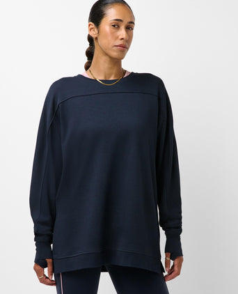 After Class Yoke Longline Sweatshirt - Navy Blue