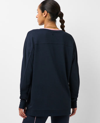 After Class Yoke Longline Sweatshirt - Navy Blue
