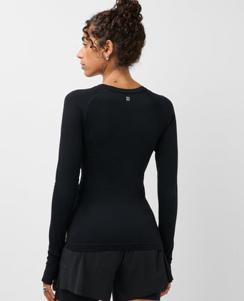 Athlete Seamless Gym Long Sleeve Top - Black
