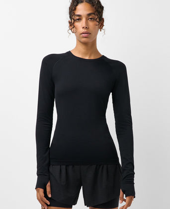 Athlete Seamless Gym Long Sleeve Top - Black