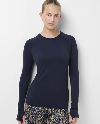 Athlete Seamless Workout Long Sleeve Top - Navy Blue