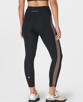 All Day 7/8 Side Stripe Legging - Black/Taupe