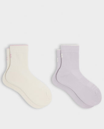 Crew Running Socks 2 Pack - Mauve Purple/Deco Pink Tipping