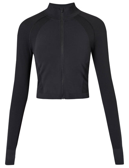 Sweaty Betty Athlete Crop Seamless Gym Zip Up - Blackimages8- The Sports Edit