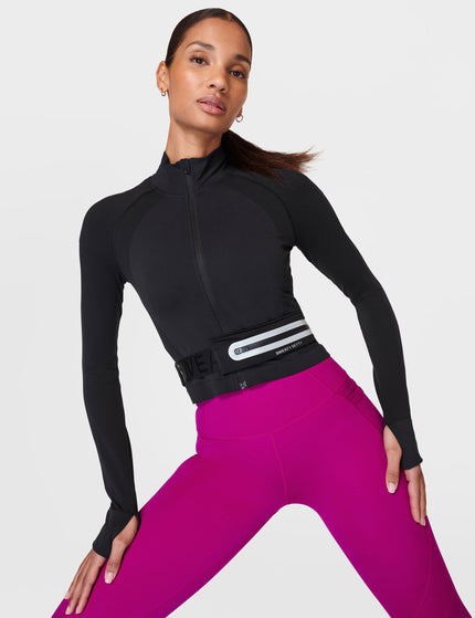 Sweaty Betty Athlete Crop Seamless Gym Zip Up - Blackimages3- The Sports Edit