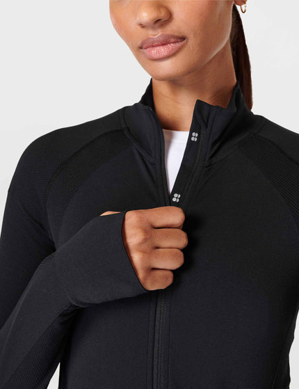 Sweaty Betty Athlete Crop Seamless Gym Zip Up - Blackimages4- The Sports Edit