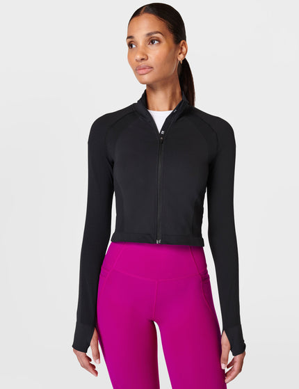 Sweaty Betty Athlete Crop Seamless Gym Zip Up - Blackimages1- The Sports Edit