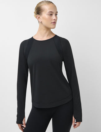Breathe Easy Mesh Long Sleeve Top - Black