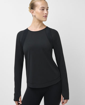 Breathe Easy Mesh Long Sleeve Top - Black