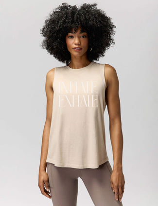 Exhale Jade Muscle Tank - Sandstone