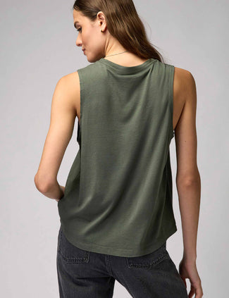 Peace Jade Muscle Tank - Olive Green