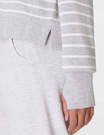 Sweaty Betty After Class Crop Sweatshirt - Lily White Light Grey Marl Stripeimages5- The Sports Edit