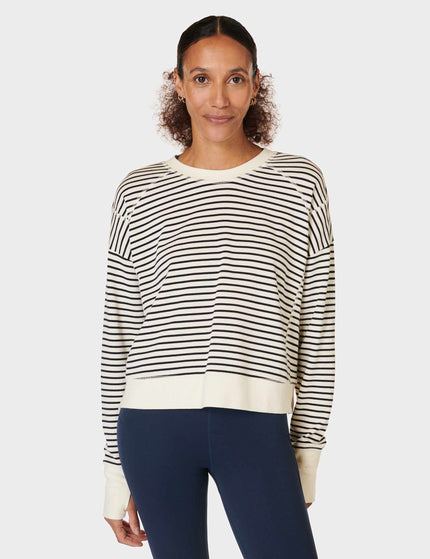 Sweaty Betty After Class Crop Sweatshirt - Lily White Stripeimages1- The Sports Edit