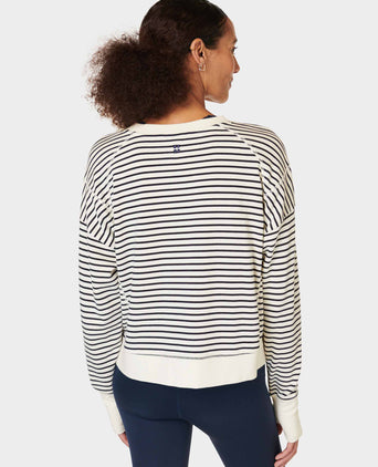 After Class Crop Sweatshirt - Lily White Stripe