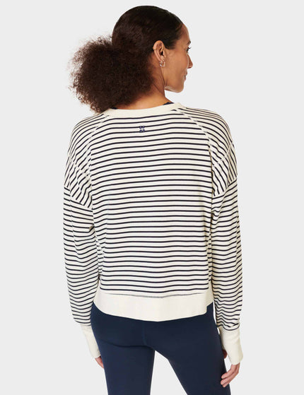 Sweaty Betty After Class Crop Sweatshirt - Lily White Stripeimages2- The Sports Edit