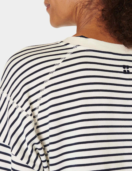 Sweaty Betty After Class Crop Sweatshirt - Lily White Stripeimages4- The Sports Edit