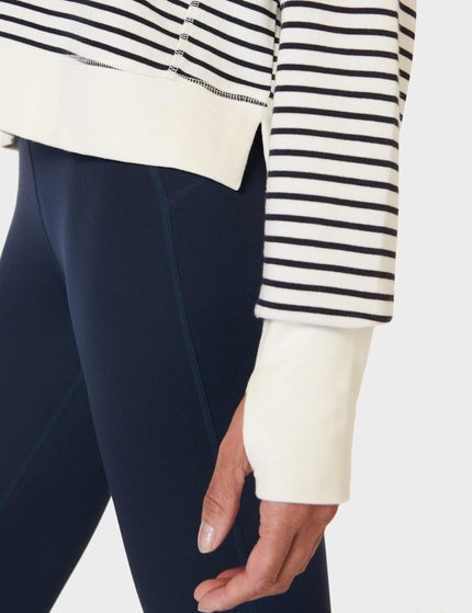 Sweaty Betty After Class Crop Sweatshirt - Lily White Stripeimages5- The Sports Edit