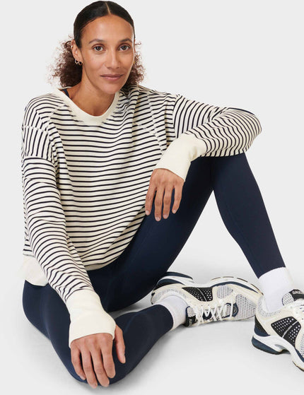 Sweaty Betty After Class Crop Sweatshirt - Lily White Stripeimages6- The Sports Edit