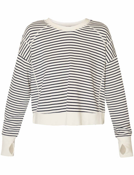 Sweaty Betty After Class Crop Sweatshirt - Lily White Stripeimages8- The Sports Edit