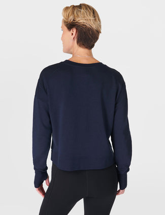 After Class Crop Sweatshirt - Navy Blue