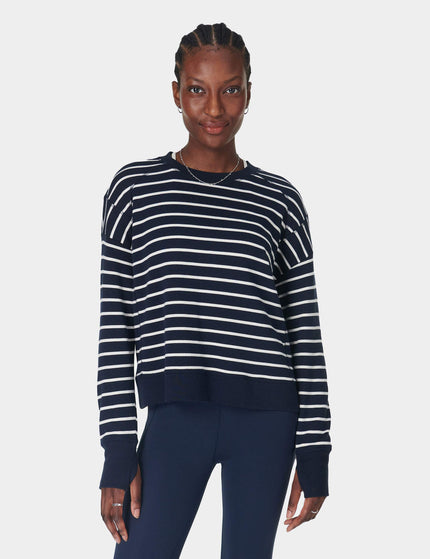 Sweaty Betty After Class Crop Sweatshirt - Navy White Stripeimages1- The Sports Edit