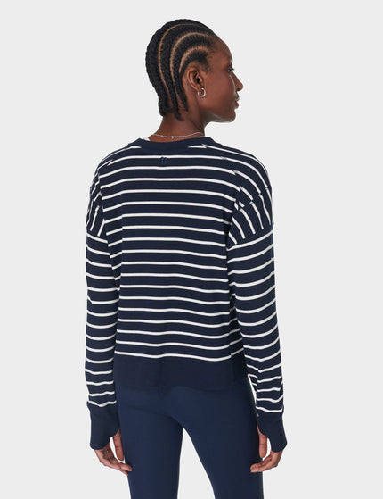 Sweaty Betty After Class Crop Sweatshirt - Navy White Stripeimages2- The Sports Edit