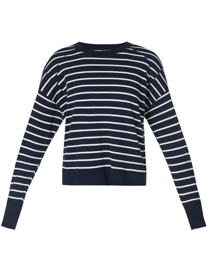 Sweaty Betty After Class Crop Sweatshirt - Navy White Stripeimages8- The Sports Edit