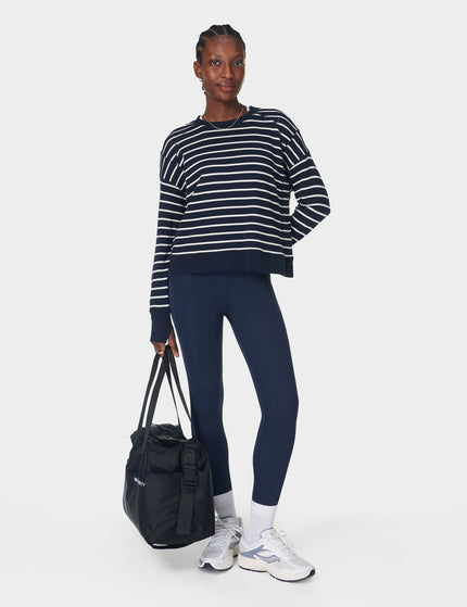 Sweaty Betty After Class Crop Sweatshirt - Navy White Stripeimages7- The Sports Edit