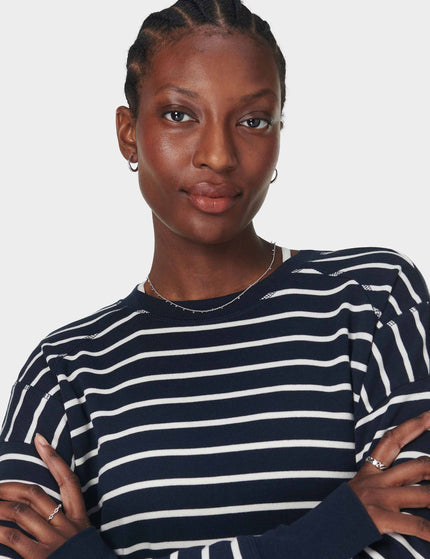 Sweaty Betty After Class Crop Sweatshirt - Navy White Stripeimages3- The Sports Edit