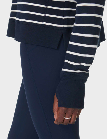 Sweaty Betty After Class Crop Sweatshirt - Navy White Stripeimages4- The Sports Edit