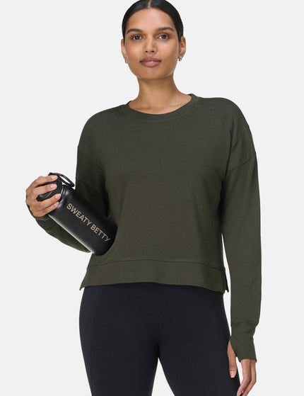Sweaty Betty After Class Crop Sweatshirt - Nori Greenimages5- The Sports Edit