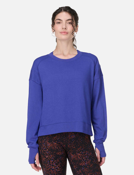 Sweaty Betty After Class Crop Sweatshirt - Rich Blueimages1- The Sports Edit
