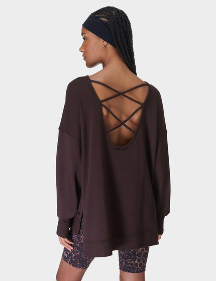 Sweaty Betty After Class Cross Back Sweatshirt - Sable Brownimages1- The Sports Edit