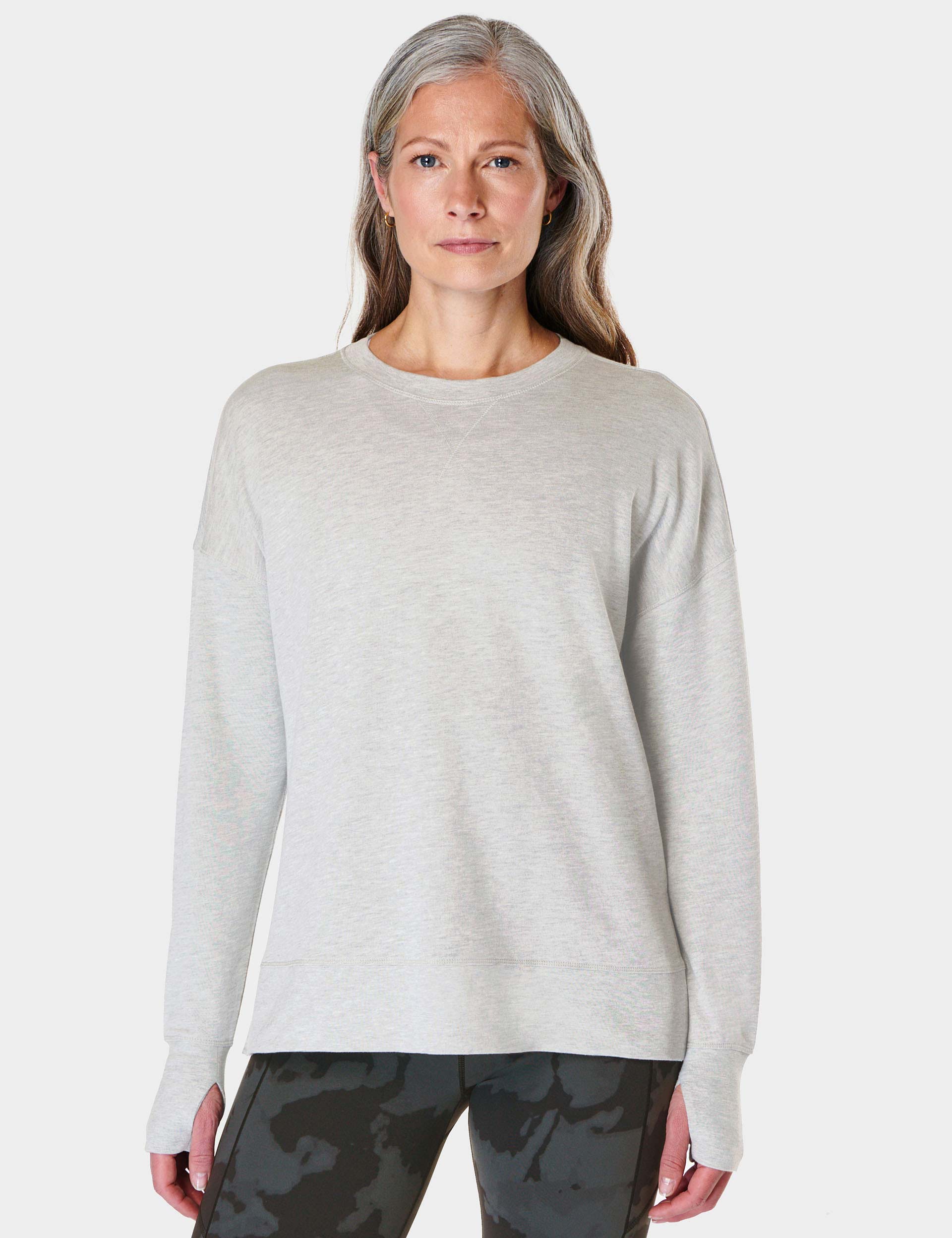 Sweaty Betty, Timeless Track Top - Light Grey Marl