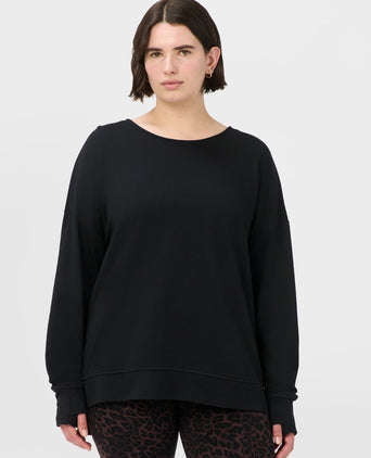 After Class Open Back Tie Sweatshirt - Black